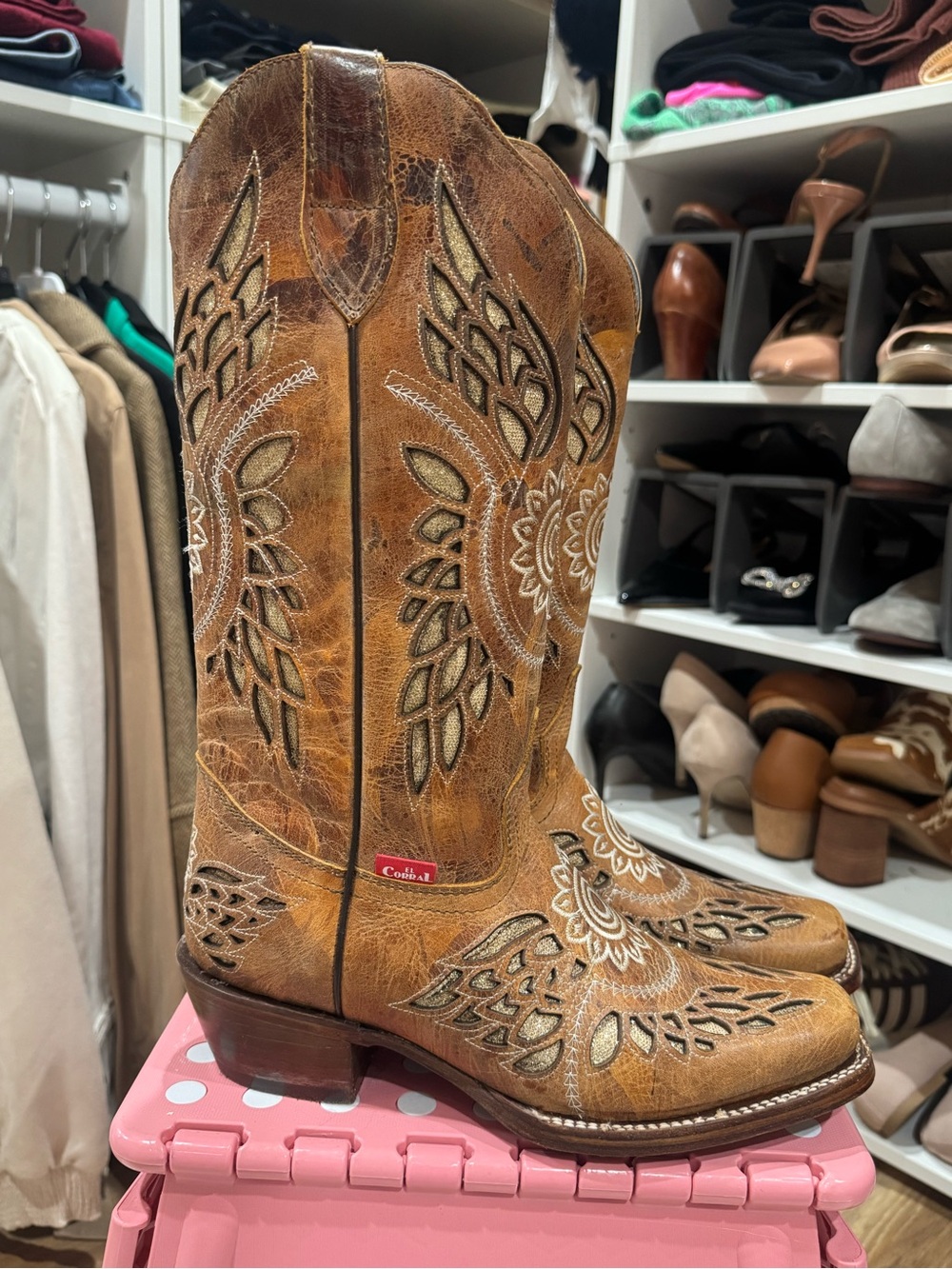 Corral Brown Embroidered Leather Western Boots - Women